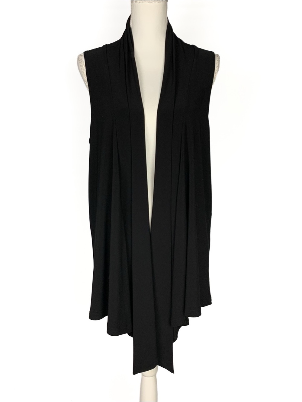 Sympli Women’s Size 16 Open Front Vest Cardigan Waterfall Black Made In Canada